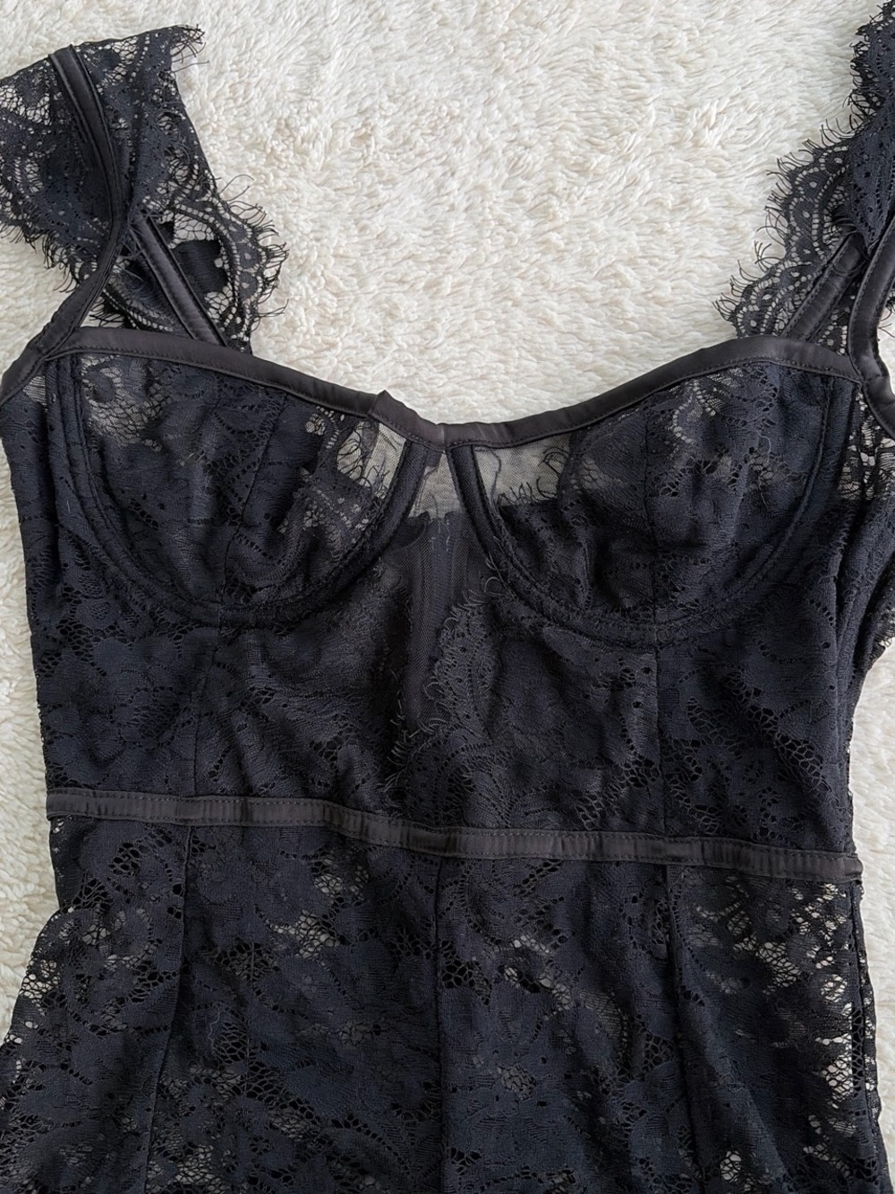 House of CB Black Lace Midi Dress with Strappy Neck - Picture 4 of 7